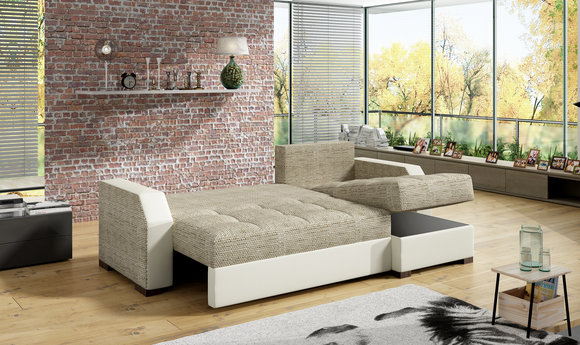 Schlafsofa Sofa Polster Wohnzimmer Ecksofa Funktions Couch Textl Sitz von JVMoebel
