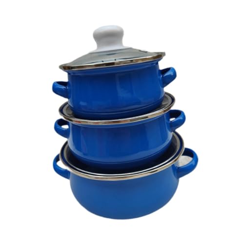 3 Stück Emaille-Kochtöpfe Haushaltskochgeschirr for Instantnudeln for Eintöpfe Suppen Kochtopf mit Deckel Doppelgriffen 3 Stück Emaille-Kochtöpfe Haushaltskochgeschirr for Instantnudeln for Eintöpfe Suppen Kochtopf mit Deckel Doppelgriffen von JVNALwnkv