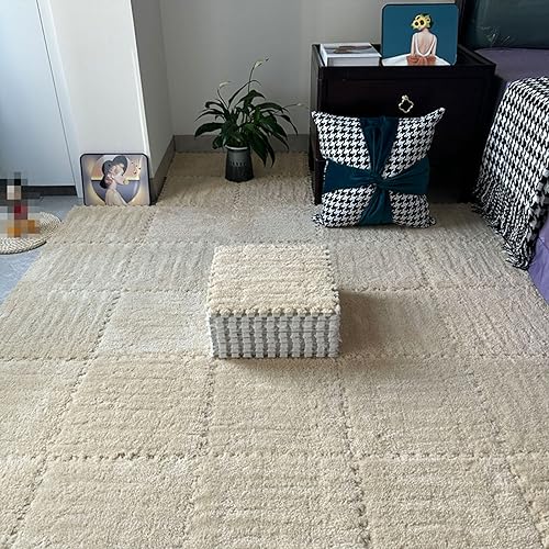 Badezimmerteppich, Bodenmatte aus PVC, 10 Stück ineinandergreifende, flauschige Spielmattenfliesen aus Plüschschaum, ineinandergreifende Puzzlematten in zwei Größen, Schaumstoffmatten for kleine dekor von JVNALwnkv