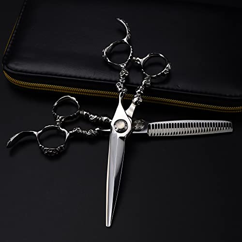 Edelstahl Haarschneideschere Professionelle Haarschneideschere Professionelle Japanische 440c 6 Zoll Schädel Modellierschere Luxus Haarschere (Set mit Tasche) von JVNALwnkv