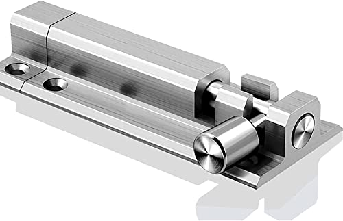 Edelstahlriegel, Kohlenstoffstahlriegel, Schiebetürschloss, 2er-Pack Türschieberiegel, verbesserter Zylinderriegel aus Aluminiumlegierung, Oberfläche und 6 Schrauben (Größe: 12 cm, Farbe: gebürstet von JVNALwnkv