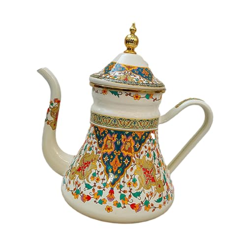 Emaille Teekessel 1,2L mit Deckel Getränkekrug Multifunktional Griff Kaffeekanne Wasserkocher for Restaurant Home Office von JVNALwnkv