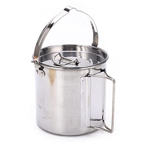 JVNALwnkv Campingkessel, Edelstahl-Wandertopf, hitzebeständige, korrosionsbeständige Teekanne, robuste, tragbare Kaffee-Teekanne mit Deckel und Klappgriff JVNALwnkv Campingkessel, Edelstahl-Wandertopf, hitzebeständige, korrosionsbeständige Teekanne, robuste, tragbare Kaffee-Teekanne mit Deckel und Klappgriff von JVNALwnkv