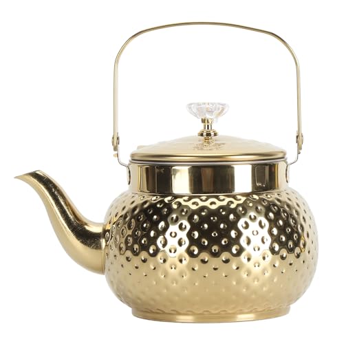 JVNALwnkv Teekanne aus Edelstahl for den Herd mit Teesieb, schnelles Aufheizen, multifunktional, for Zuhause, Restaurant, Hotel, Golden, 1 Kessel, Deckel JVNALwnkv Teekanne aus Edelstahl for den Herd mit Teesieb, schnelles Aufheizen, multifunktional, for Zuhause, Restaurant, Hotel, Golden, 1 Kessel, Deckel von JVNALwnkv