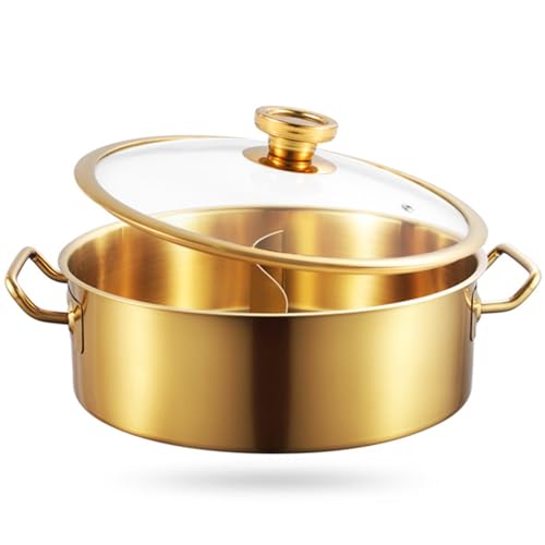 Keramik-Kochtopf, Edelstahl-Hot Pot, Doppelter Antihaft-Shabu-Shabu-Hot mit Trennwand, Shabu-Topf doppeltem Geschmack und Glasdeckel Keramik-Kochtopf, Edelstahl-Hot Pot, Doppelter Antihaft-Shabu-Shabu-Hot mit Trennwand, Shabu-Topf doppeltem Geschmack und Glasdeckel von JVNALwnkv