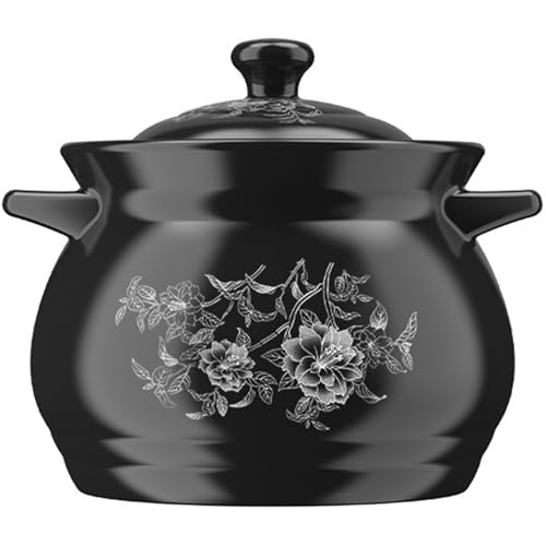 Keramik-Kochtopf, Kochtöpfe, schwarzer mit Deckel, Keramik-Schmortopf for Kochen, Keramik-Suppentopf, hitzebeständiger Tontopf von JVNALwnkv