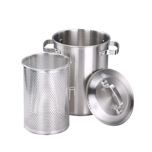Keramik-Kochtopf, kleine Kupfertöpfe, Brattopf aus Edelstahl, 4 l, Spargeltopf mit Siebkorb und Deckel – Mehrzweck-Bratpfanne von JVNALwnkv