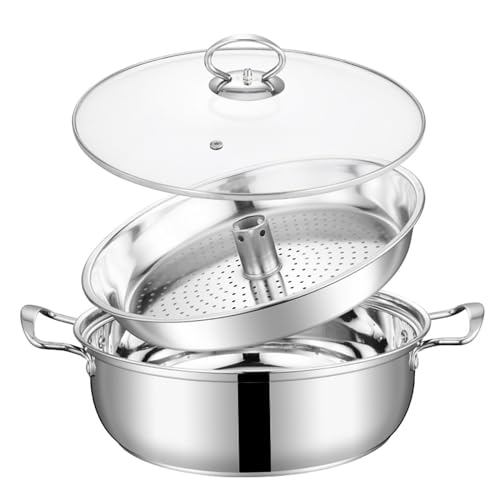 Keramik-Kochtopf, kleine Kupfertöpfe, Edelstahl-Dampfgarer mit 2 Tabletts und Glasdeckel – 28/30/32 cm Meeresfrüchtekocher Keramik-Kochtopf, kleine Kupfertöpfe, Edelstahl-Dampfgarer mit 2 Tabletts und Glasdeckel – 28/30/32 cm Meeresfrüchtekocher von JVNALwnkv