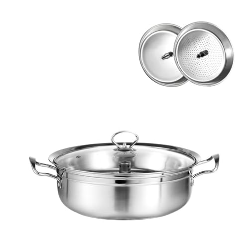 Keramik-Kochtopf, kleine Kupfertöpfe, Edelstahl-Dampftopf for Meeresfrüchte mit Dampfkorb und Deckel – 28/30/32 cm, Krabben-Meeresfrüchte-Suppentopf von JVNALwnkv