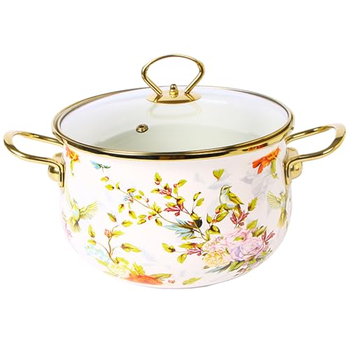 Keramik-Kochtopf, kleine Kupfertöpfe, Emaille-Kochtopf mit Deckel, tiefer Vintage-Blumeneintopf, antihaftbeschichteter dicker Kochtopf Keramik-Kochtopf, kleine Kupfertöpfe, Emaille-Kochtopf mit Deckel, tiefer Vintage-Blumeneintopf, antihaftbeschichteter dicker Kochtopf von JVNALwnkv