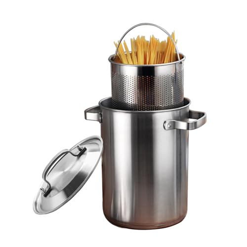 Keramik-Kochtopf, kleine Kupfertöpfe, Spargeltopf, 4 l, Nudeltopf aus Edelstahl, Gemüsedämpfer mit Korb und Deckel von JVNALwnkv