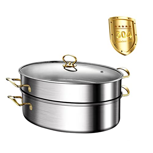 Keramik-Kochtopf, kleine Kupfertöpfe, ein-/doppellagiger, elliptischer Mehrzweck-Fischpochierer, Dampftopf mit Rost, Keramikpfanne,(Double Layer) von JVNALwnkv