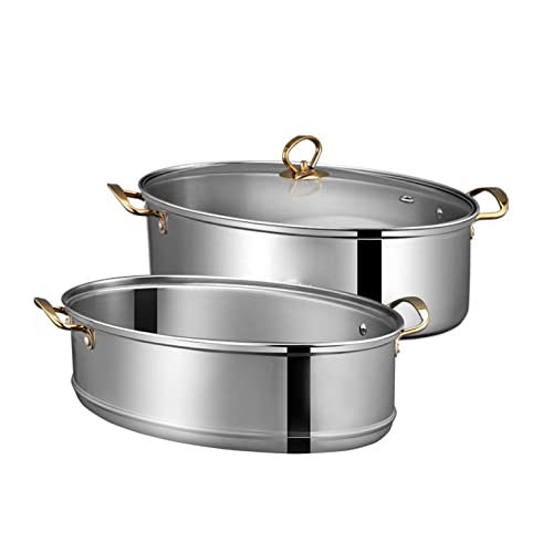 Keramik-Kochtopf, kleine Kupfertöpfe, ovaler Dampfgarer, elliptisches Fischdampfer-Set aus Edelstahl 304, oval, vielseitig verwendbar Keramik-Kochtopf, kleine Kupfertöpfe, ovaler Dampfgarer, elliptisches Fischdampfer-Set aus Edelstahl 304, oval, vielseitig verwendbar von JVNALwnkv