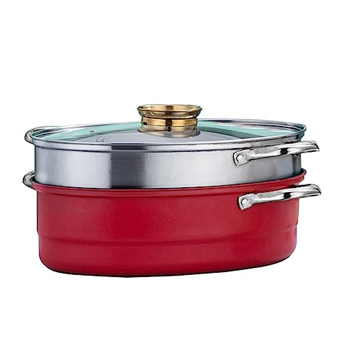 Keramik-Kochtopf, kleine Kupfertöpfe, ovaler Fischdämpfer aus Edelstahl mit Rost, Keramikpfanne, Spannfutter – 2-stufiger, elliptischer Mehrzweck-Dampftopf Keramik-Kochtopf, kleine Kupfertöpfe, ovaler Fischdämpfer aus Edelstahl mit Rost, Keramikpfanne, Spannfutter – 2-stufiger, elliptischer Mehrzweck-Dampftopf von JVNALwnkv
