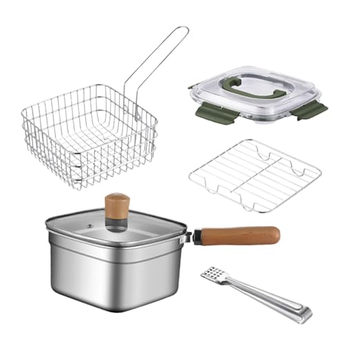 Kleine Fritteuse und Milchtopf, tragbare Kochtöpfe, Edelstahl-Fritteuse for den Heimgebrauch for Gemüse, Pommes, Soße von JVNALwnkv