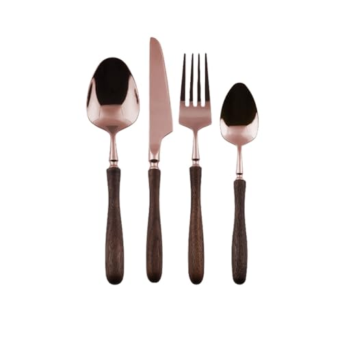 Messer und Gabel aus Edelstahl, 16-teiliges Besteckset Gold, Walnussholz for 4 Personen, 304 Messer und Gabel aus Edelstahl, 16-teiliges Besteckset Gold, Walnussholz for 4 Personen, 304 von JVNALwnkv