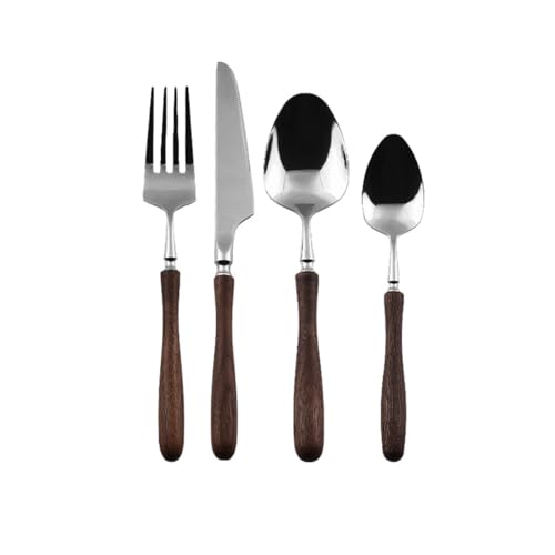 Messer und Gabel aus Edelstahl, 16-teiliges Besteckset Gold, Walnussholz for 4 Personen, 304 Messer und Gabel aus Edelstahl, 16-teiliges Besteckset Gold, Walnussholz for 4 Personen, 304 von JVNALwnkv