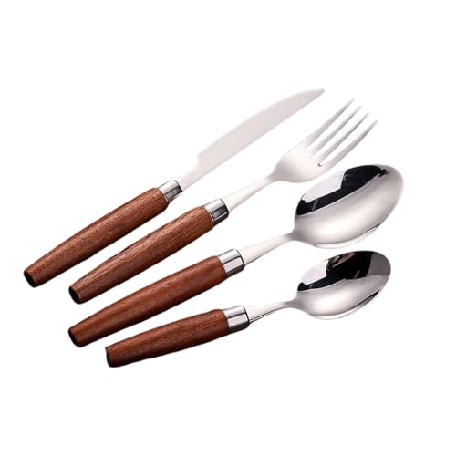 Messer und Gabel aus Edelstahl, 24-teiliges Besteckset, Service for 6 Personen, Löffel, vier Sets, 304 von JVNALwnkv