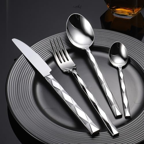 Messer und Gabel aus Edelstahl, 30-teiliges Besteckset, Service for 6 Personen, Hochglanzoberfläche, geschmiedetes 304-Edelstahl-Westerngeschirr von JVNALwnkv