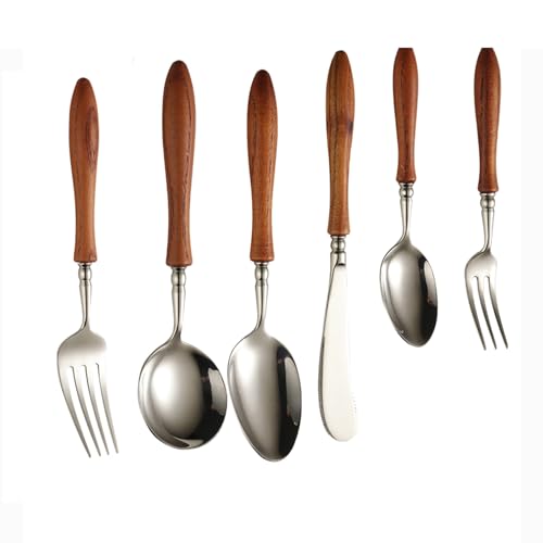 Messer und Gabel aus Edelstahl, 36-teiliges Vintage-Besteckset, Edelstahl-Besteckset, 6 Steakmesser, Huanghuali-Besteck mit Holzgriff Messer und Gabel aus Edelstahl, 36-teiliges Vintage-Besteckset, Edelstahl-Besteckset, 6 Steakmesser, Huanghuali-Besteck mit Holzgriff von JVNALwnkv