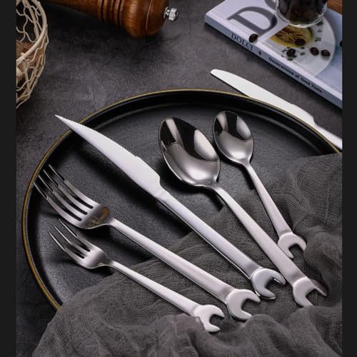 Messer und Gabel aus Edelstahl, 48-teiliges Besteckset, Service for 8 Personen, kreatives, Löffel 304, westliches Geschirr von JVNALwnkv