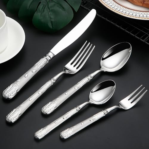 Messer und Gabel aus Edelstahl, Bambus, 32-teiliges Besteck, Service for 8 Personen, Servierset, Geschenkbox, Geschirr 304 Messer und Gabel aus Edelstahl, Bambus, 32-teiliges Besteck, Service for 8 Personen, Servierset, Geschenkbox, Geschirr 304 von JVNALwnkv