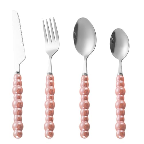 Messer und Gabel aus Edelstahl, Bambus, 40-teiliges Besteck, Service for 10 Edelstahlutensilien, Retro Royal von JVNALwnkv