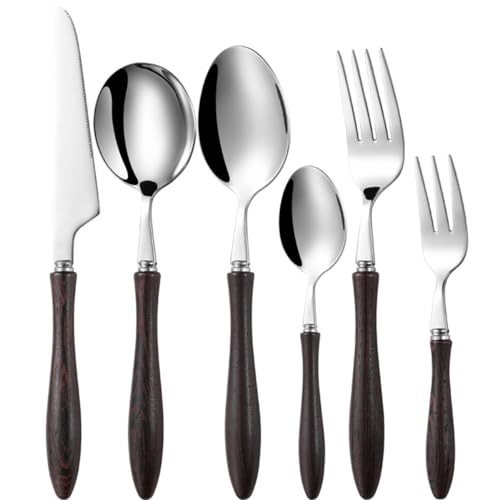 Messer und Gabel aus Edelstahl, Bambus, Besteckset Holz, 36-teilig, Service for 6 Personen, in Lebensmittelqualität, 18/10 Messer und Gabel aus Edelstahl, Bambus, Besteckset Holz, 36-teilig, Service for 6 Personen, in Lebensmittelqualität, 18/10 von JVNALwnkv