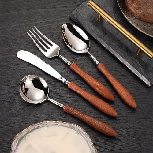 Messer und Gabel aus Edelstahl, Bambus, Besteckset Holz for 4 Personen, 16-teiliges Messer und Gabel aus Edelstahl, Bambus, Besteckset Holz for 4 Personen, 16-teiliges von JVNALwnkv