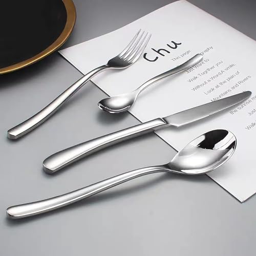 Messer und Gabel aus Edelstahl, Bambus, Besteckset for 4 Personen, 16-teiliges Utensilienset Messer und Gabel aus Edelstahl, Bambus, Besteckset for 4 Personen, 16-teiliges Utensilienset von JVNALwnkv