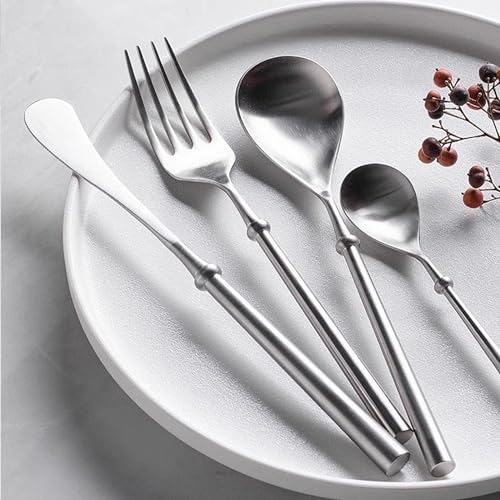 Messer und Gabel aus Edelstahl, Bambus, Besteckset for 5 Personen, 20-teiliges französisches Retro-Besteckset von JVNALwnkv