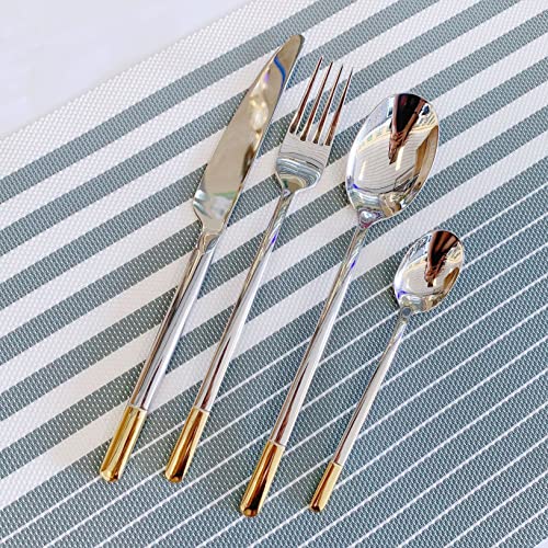 Messer und Gabel aus Edelstahl, Bambus, Besteckset for 6 Personen, 24-teiliges modernes Messer und Gabel aus Edelstahl, Bambus, Besteckset for 6 Personen, 24-teiliges modernes von JVNALwnkv