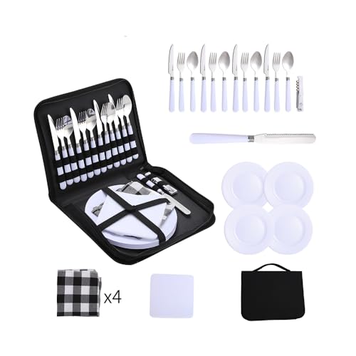 Messer und Gabel aus Edelstahl, Bambus, tragbares Geschirrset for 4 Personen, ideal for Camping im Freien Messer und Gabel aus Edelstahl, Bambus, tragbares Geschirrset for 4 Personen, ideal for Camping im Freien von JVNALwnkv