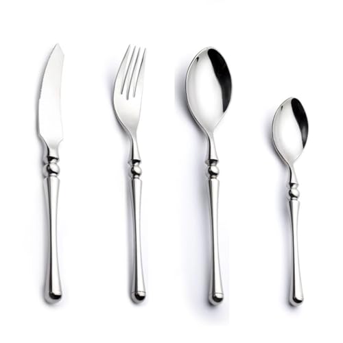 Messer und Gabel aus Edelstahl, Bambusmesser, Gabeln, Besteckset, 32-teiliges for 8 Personen, Löffel Messerset von JVNALwnkv