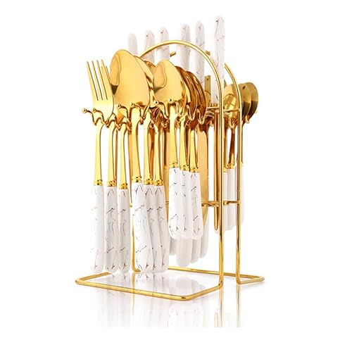 Messer und Gabel aus Edelstahl, Gabeln Bambus, Premium-Besteckset mit 24-teiligem grünen Keramikgriff for 6 Personen, inklusive Steakmesser Messer und Gabel aus Edelstahl, Gabeln Bambus, Premium-Besteckset mit 24-teiligem grünen Keramikgriff for 6 Personen, inklusive Steakmesser von JVNALwnkv