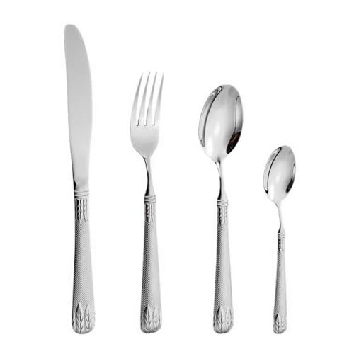 Messer und Gabel aus Edelstahl, elegantes goldenes Besteckset mit Weizenährenprägung, 4-teiliges inklusive von JVNALwnkv