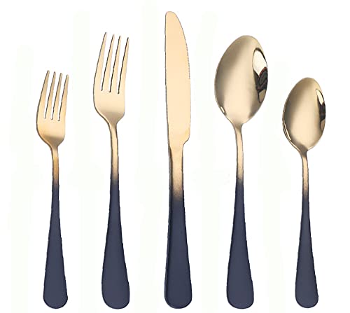 Messer und Gabel aus Edelstahl, schwarzes Besteckset for 6 Personen, im Stil eines 30-teiligen Bestecksets, Tafelgabel Messer und Gabel aus Edelstahl, schwarzes Besteckset for 6 Personen, im Stil eines 30-teiligen Bestecksets, Tafelgabel von JVNALwnkv