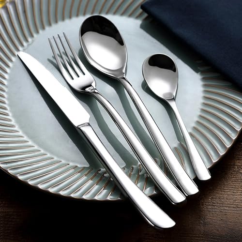 Messer- und Gabelset aus Edelstahl, 4- bis 32-teiliges Besteckset hochglanzpoliertem, inklusive Steakmesser Gabel Messer- und Gabelset aus Edelstahl, 4- bis 32-teiliges Besteckset hochglanzpoliertem, inklusive Steakmesser Gabel von JVNALwnkv