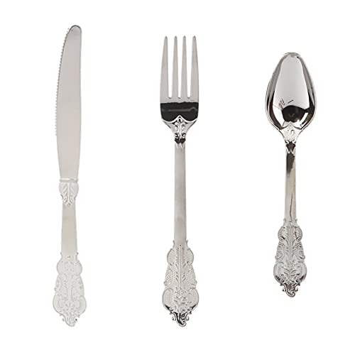 Messergabel aus Edelstahl, Besteckset mit 8 Stück, Familiengeschirrset im Retro-Königspalast-Stil, 24-teiliges, Tafelgabel von JVNALwnkv