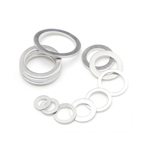 Runder Abstandshalter aus Aluminiumlegierung, flache Unterlegscheiben aus Edelstahl, 20-teiliger M6-M26-Aluminium-Unterlegscheiben-Dichtungssatz mit flachem Befestigungselement von JVNALwnkv