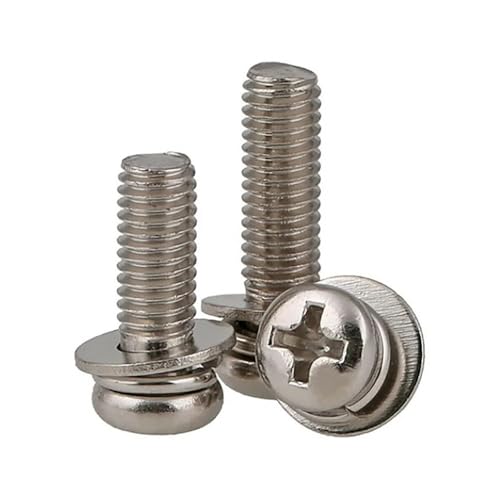 Runder Abstandshalter aus Aluminiumlegierung, flache Unterlegscheiben aus Edelstahl, runde Kreuzschrauben aus Metall, flache Unterlegscheibe, Federdichtung, vernickelte Schraube, von JVNALwnkv