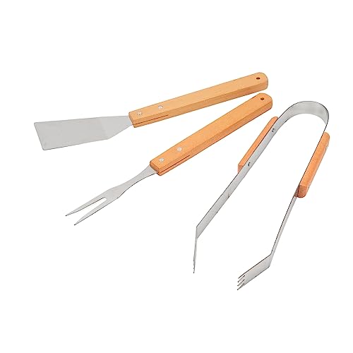 Schaufel for Graben, Gartenschaufel aus Holz, 3-teiliges BBQ-Grillwerkzeug-Set, BBQ-Grillwerkzeuge aus Edelstahl mit Holzgriffen, inklusive Gabel-Schaufel-Clip von JVNALwnkv
