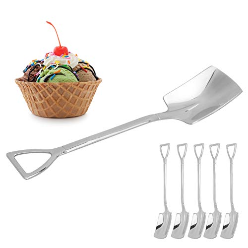 Schaufel for Graben, Gartenschaufel aus Holz, 5 Stück Dessertlöffel, Espressolöffel, Kaffeelöffel aus Edelstahl, Eislöffel, Schaufellöffel, Kuchenlöffel for die Küche zu Hause (Schaufel) von JVNALwnkv