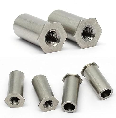 Sechskantmutter aus Kohlenstoffstahl, Edelstahlmutter, 100 Stück M2 M2.5 Durchgangsloch-Nietmutter aus Edelstahl 304, Säulen-Sechskant-Drucknietmutter(M 2.5 X 10) von JVNALwnkv