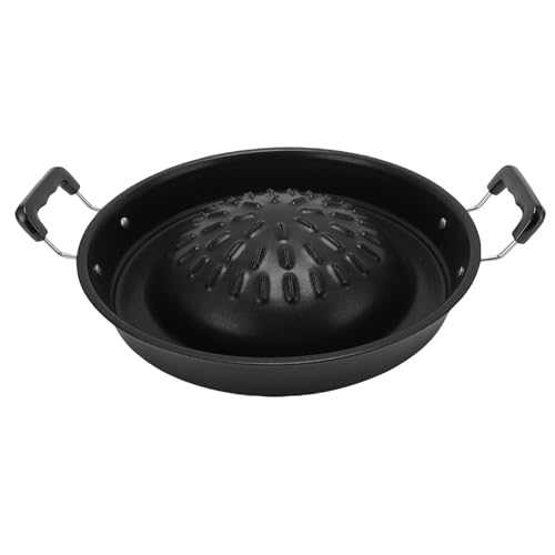 Thai-BBQ-Grillpfanne, 2-in-1-Hot-Pot-Grillpfanne aus antihaftbeschichtetem Aluminium, Holzkohlepfanne for drinnen und draußen (35 cm/13,78 Zoll, Schwarz) von JVNALwnkv