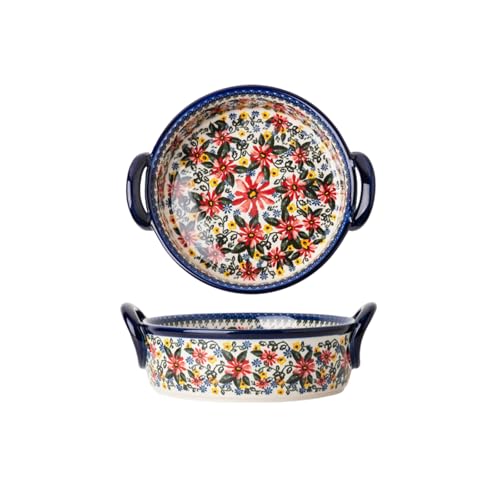 Vintage-Reisschüsseln, Haushaltskäse, gebackenes Reisgeschirr, Ofenschüssel mit zwei Öfen – exotischer Gänseblümchengriff, runde Backschüssel, 600 ml von JVNALwnkv