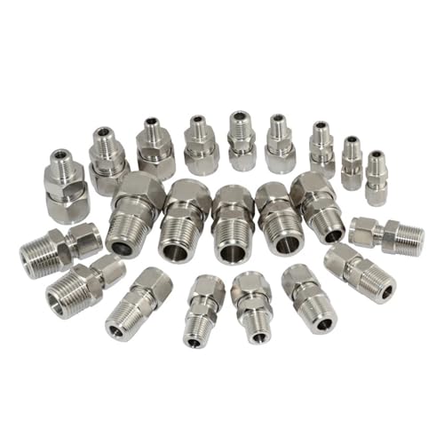 JVNTOPIHW 1pc SS 304 Stainless Steel Double Ferrule Compression Connector 3、6、 8、10、12、14mm Tube to 1/8" 1/4" 3/8" 1/2" Male NPT Pipe Fitting(1I8 x 3mm) von JVNTOPIHW