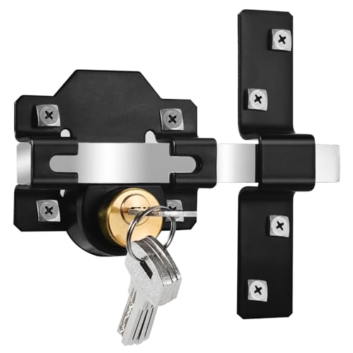 Langes Torschloss, 50 mm, doppelt verriegelbar, Edelstahl-Rimlock für Garagentor oder Holztor, 5 Schlüssel im Lieferumfang enthalten von JVSURF