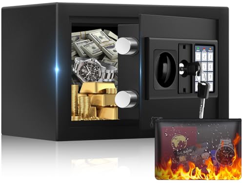 17cm Tall Safe Treor for Home, Digitale Möbel sicher mit feuerfestem und wasserdichtem Beutel, Notfallschlüssel, Wand sicher mit Kombinationsschloss für Bargeld von JVTISF