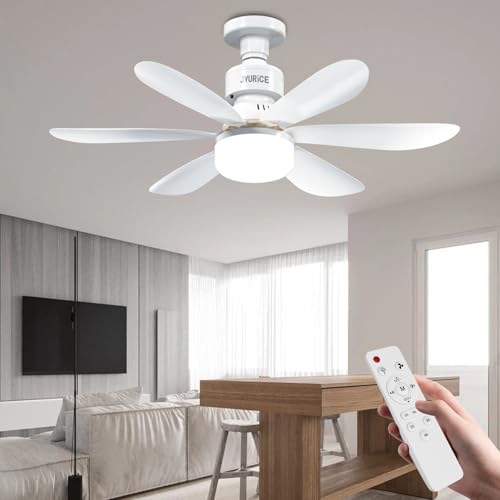 JVURICE 52cm Deckenventilatorleuchte Mit Einstellbarer Farbtemperatur, Helligkeit ＆ Timer, Stumm- Und Stoppschutz, Mit VerläNgerungsstange FüR Schlafzimmer, Wohnzimmer, Arbeitszimmer von JVURICE